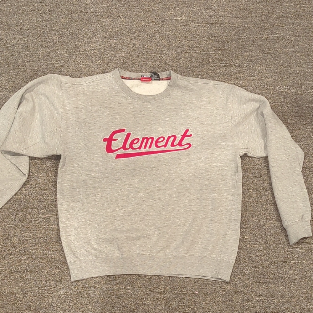 Element Heather Gray Crewneck with Pink Script